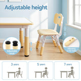 Height adjustable kids table set for learning and play