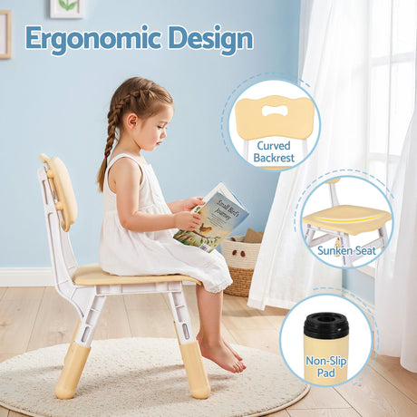 Yellow kids desk and chairs for drawing