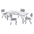 Grey kids height adjustable table and four chairs set