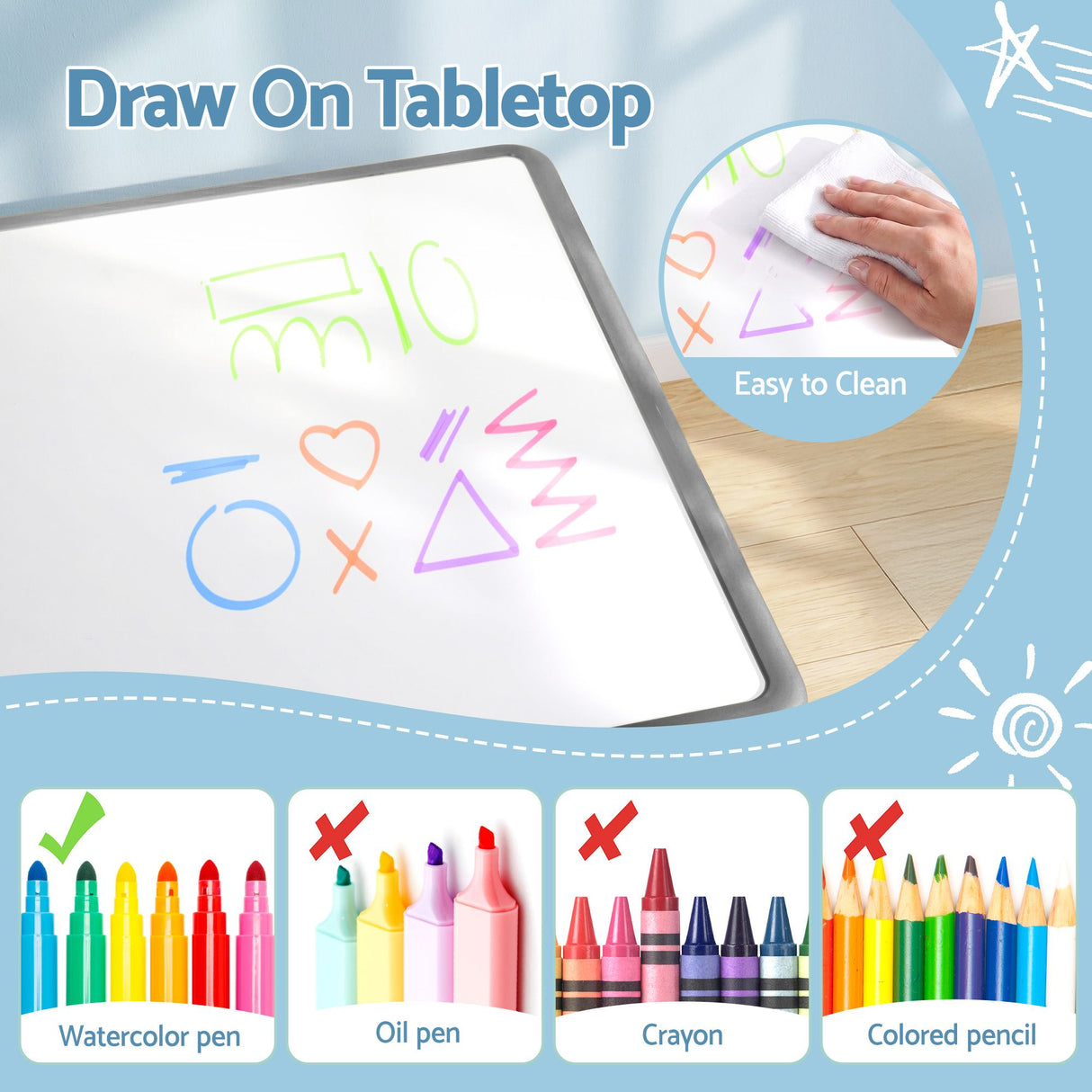 Kids table and chairs with anti-slip feet