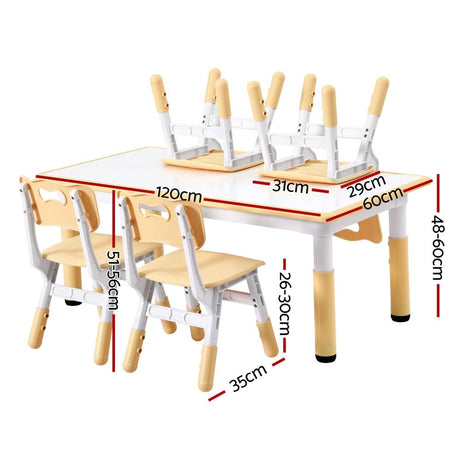 Kids Activity Table and 4 Chairs Set, Yellow
