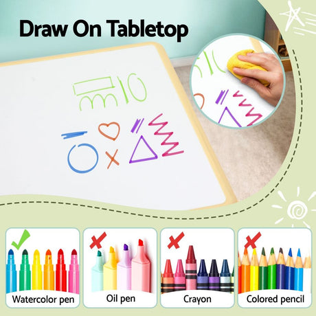 Kids Activity Table and 4 Chairs Set, Yellow