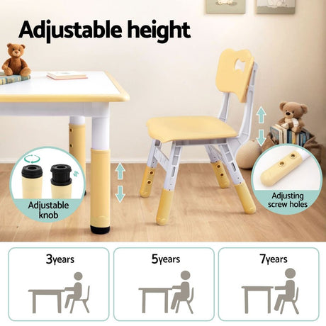 Kids Activity Table and 4 Chairs Set, Yellow