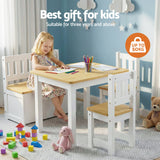 Hawea 2 in 1 Kids Table and Chair 4pcs, Natural
