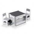 Kids Activity Table and 2 Chairs Set with Blackboard and Storage, Grey