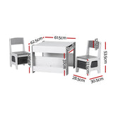 Kids Activity Table and 2 Chairs Set with Blackboard and Storage, Grey