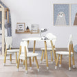 5 Piece Kids Table and Chairs Set White and Natural