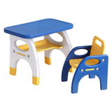 Kids table and chair set in blue and yellow