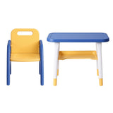 Kids table and chair set in blue and yellow