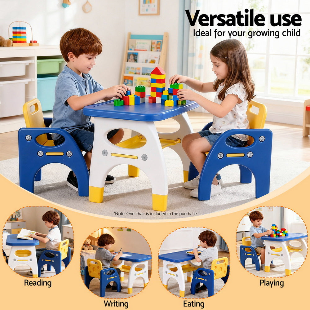 Kids table and chair set in blue and yellow