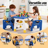 Kids table and chair set in blue and yellow