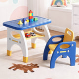Kids table and chair set in blue and yellow