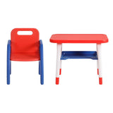 Kids table and chair set in orange and yellow