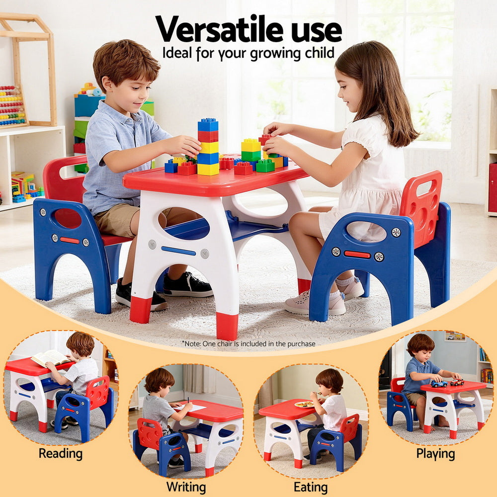 Kids table and chair set in orange and yellow