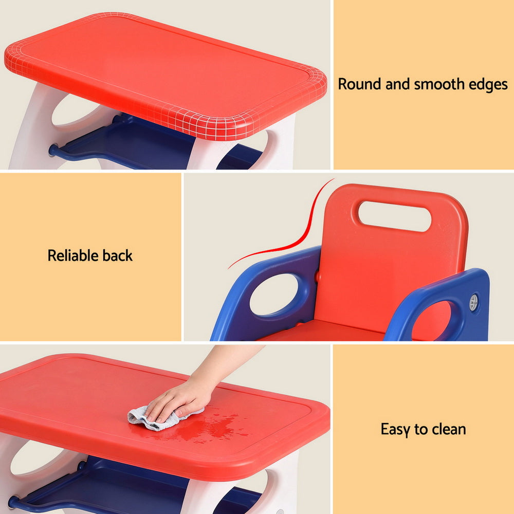 Kids table and chair set in orange and yellow