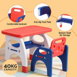 Kids table and chair set in orange and yellow