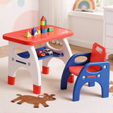 Kids table and chair set in orange and yellow