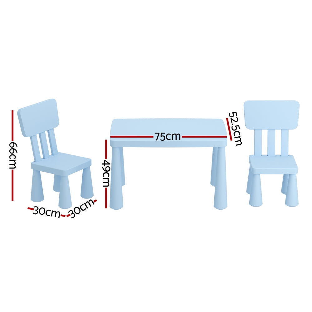 Kids Table and 2 Chairs Set, Blue