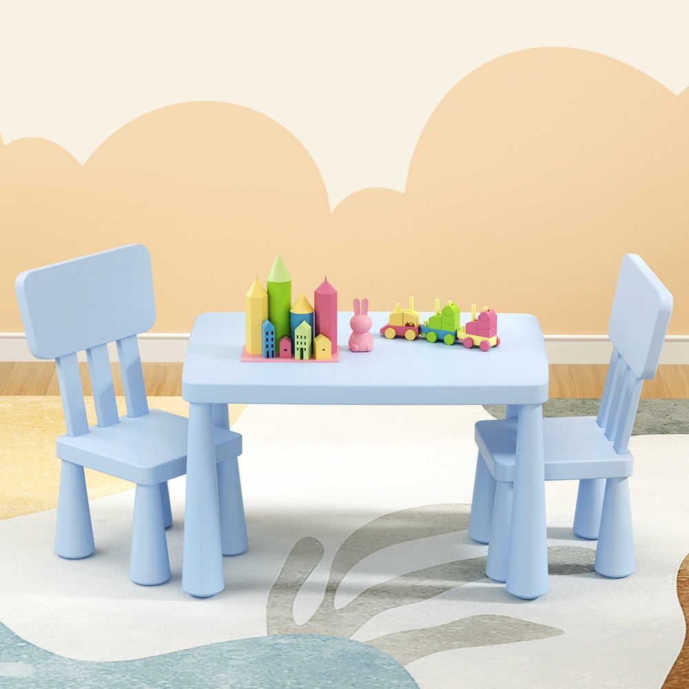 Kids Table and 2 Chairs Set, Blue