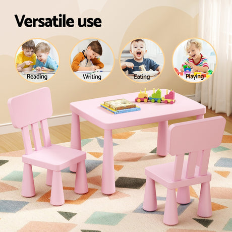 Kids Table and 2 Chairs Set, Pink