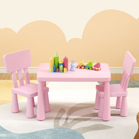 Kids Table and 2 Chairs Set, Pink