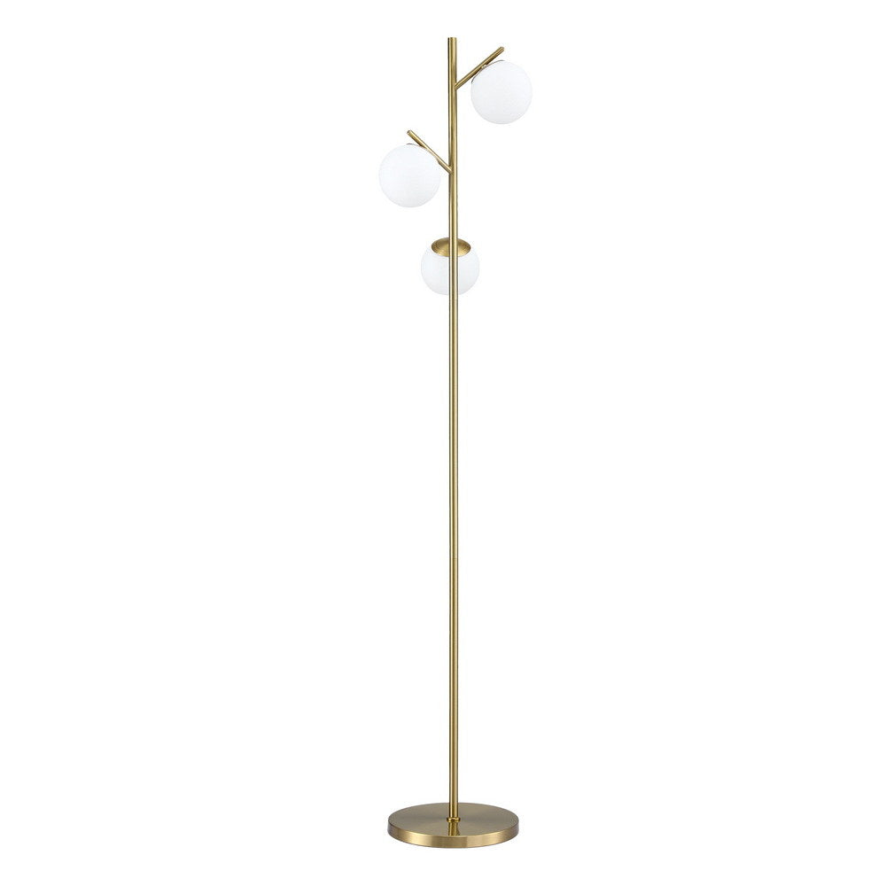 3 Light Tree Floor Lamp Gold with Glass Sphere Shades