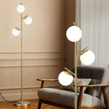 3 Light Tree Floor Lamp Gold with Glass Sphere Shades