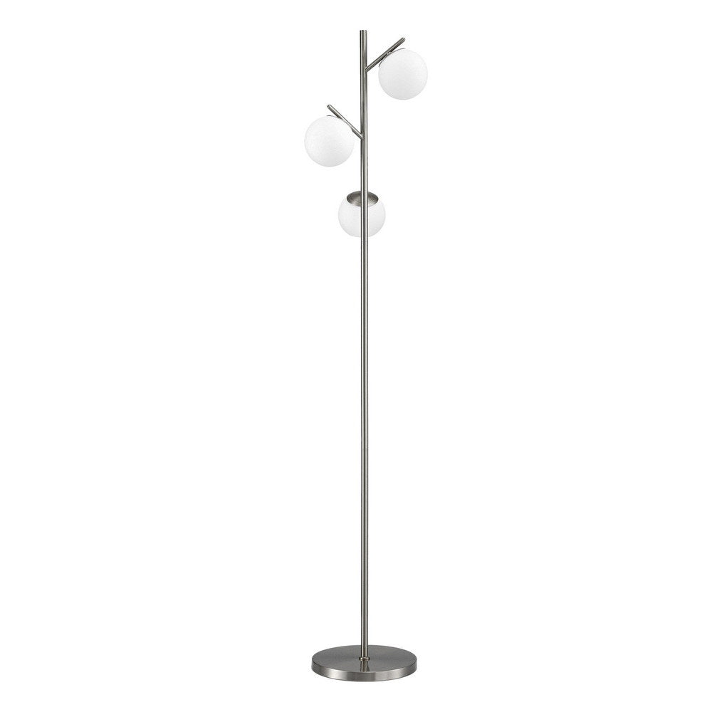 3 Light Tree Floor Lamp Silver with Glass Sphere Shades