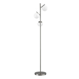 3 Light Tree Floor Lamp Silver with Glass Sphere Shades