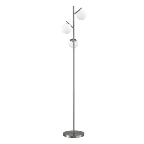3 Light Tree Floor Lamp Silver with Glass Sphere Shades
