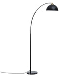 Arched floor lamp with black frame and marble base