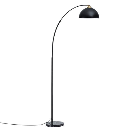 Arched floor lamp with black frame and marble base