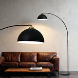 Arched floor lamp with black frame and marble base