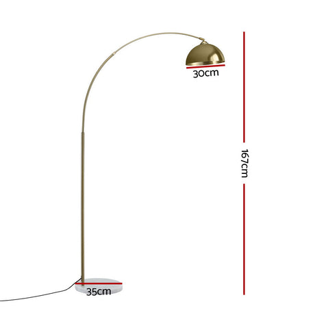 Modern Arched Floor Lamp — Gold Brass with Marble Base — Allure Home Collections