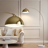 Modern Arched Floor Lamp — Gold Brass with Marble Base — Allure Home Collections