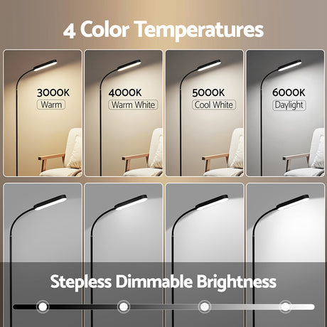 LED Floor Lamp with Remote Control — 4 Colour Temperatures, Flexible Neck — Allure Home Collections
