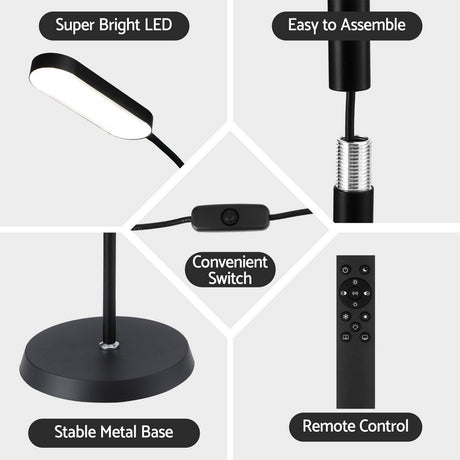 LED Floor Lamp with Remote Control — 4 Colour Temperatures, Flexible Neck — Allure Home Collections
