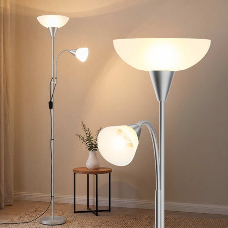 Mother and Child Floor Lamp Silver