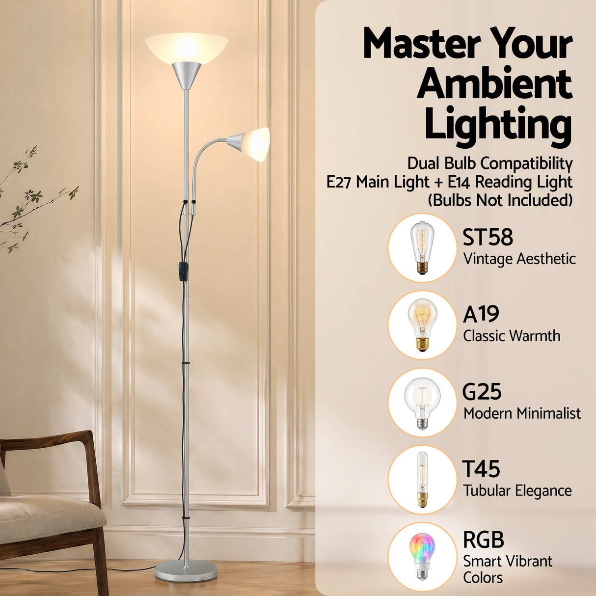 Mother and Child Floor Lamp Silver