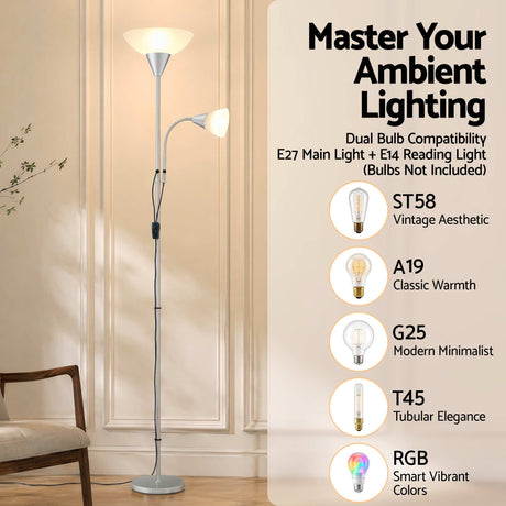 Mother and Child Floor Lamp Silver