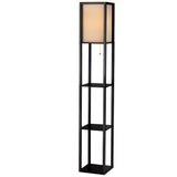 Black three tier shelf floor lamp with storage