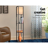 Black three tier shelf floor lamp with storage