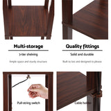 Brown three tier shelf floor lamp with storage