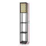 Black three tier shelf floor lamp with storage