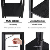 Black three tier shelf floor lamp with storage