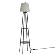 2-Tier Shelf LED Floor Lamp — Modern Upright with Linen Shade — Allure Home Collections