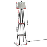 2-Tier Shelf LED Floor Lamp — Modern Upright with Linen Shade — Allure Home Collections