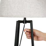 2-Tier Shelf LED Floor Lamp — Modern Upright with Linen Shade — Allure Home Collections