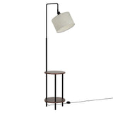 2-Tier Shelf Floor Lamp with Adjustable Head — Black with Linen Shade — Allure Home Collections