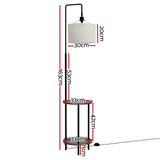 2-Tier Shelf Floor Lamp with Adjustable Head — Black with Linen Shade — Allure Home Collections